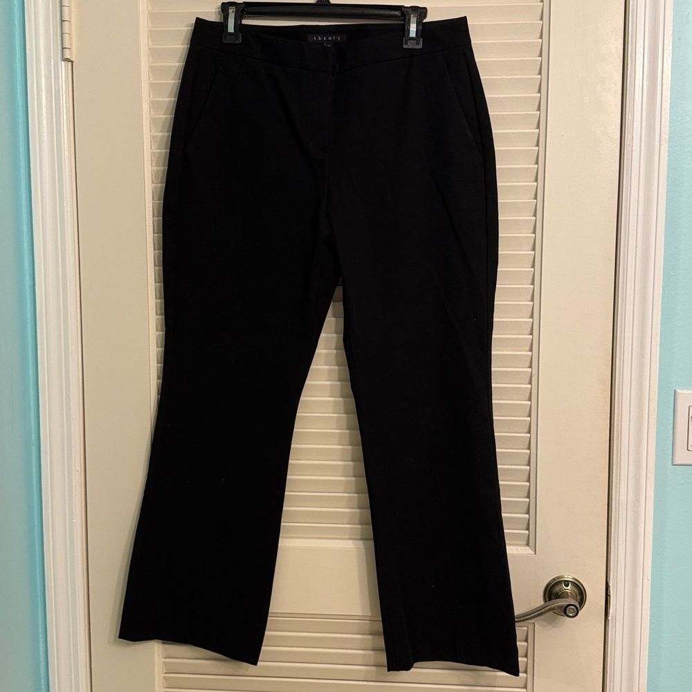 Theory Black Benetta Checklist Fabric Dress Pants Size 10 NWT